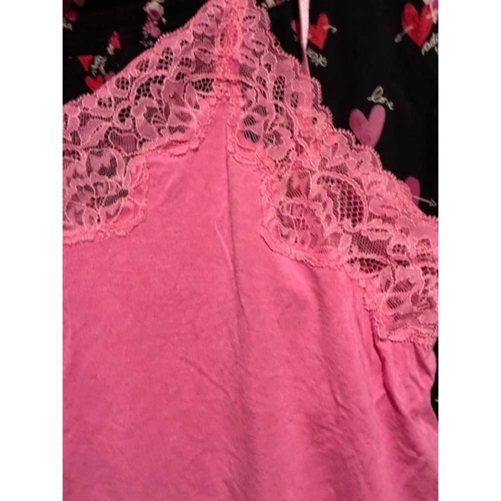 Soma Intimates Cool nights Pink Lace Trim Camisole and Heart Pajama Shorts Large - Picture 3 of 10